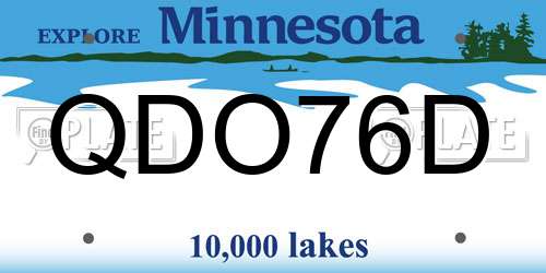 QDO76D Minnesota License Plate