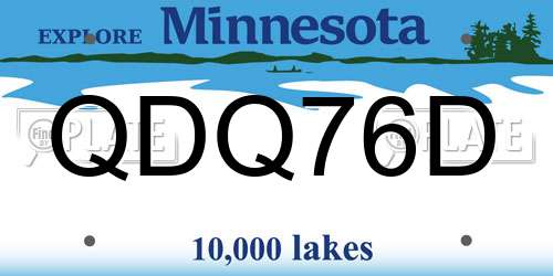 QDQ76D Minnesota License Plate