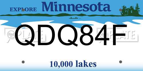 QDQ84F Minnesota License Plate