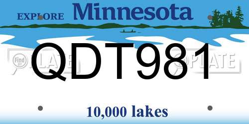 QDT981 Minnesota License Plate