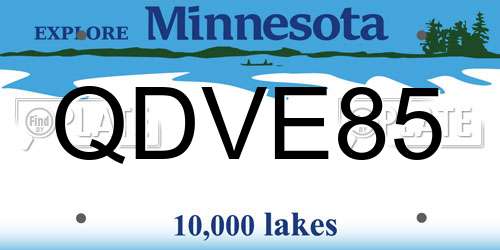 QDVE85 Minnesota License Plate