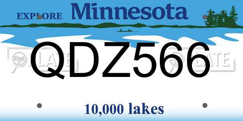 QDZ566 Minnesota License Plate