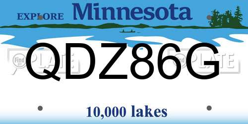 QDZ86G Minnesota License Plate