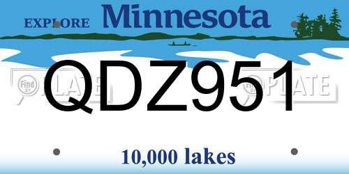 QDZ951 Minnesota License Plate