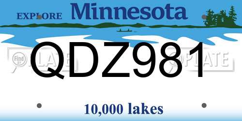 QDZ981 Minnesota License Plate