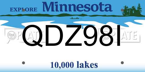 QDZ98I Minnesota License Plate