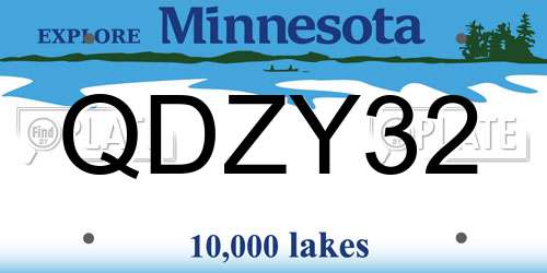 QDZY32 Minnesota License Plate