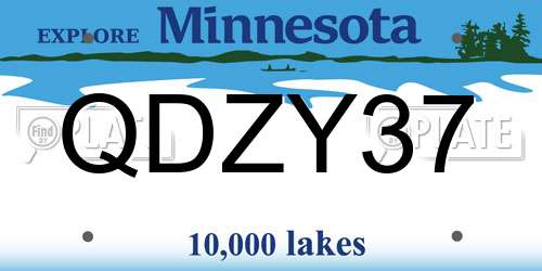QDZY37 Minnesota License Plate