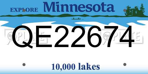 QE22674 Minnesota License Plate