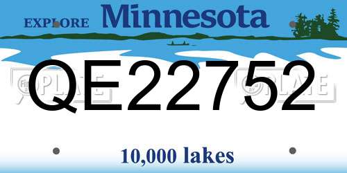 QE22752 Minnesota License Plate
