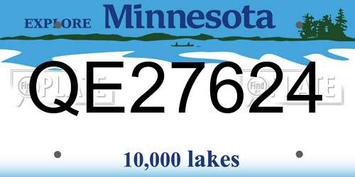 QE27624 Minnesota License Plate