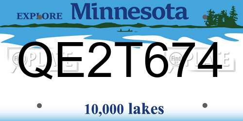 QE2T674 Minnesota License Plate