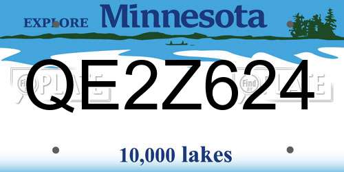QE2Z624 Minnesota License Plate
