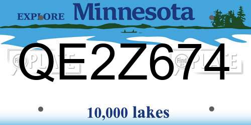 QE2Z674 Minnesota License Plate