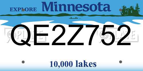 QE2Z752 Minnesota License Plate