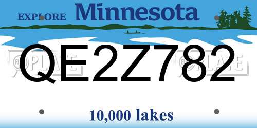 QE2Z782 Minnesota License Plate
