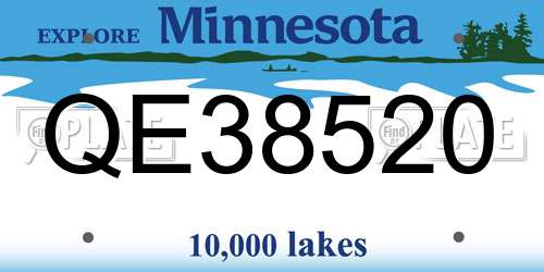 QE38520 Minnesota License Plate