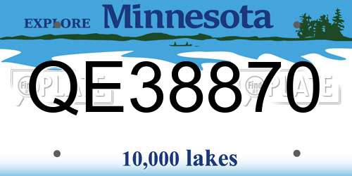 QE38870 Minnesota License Plate