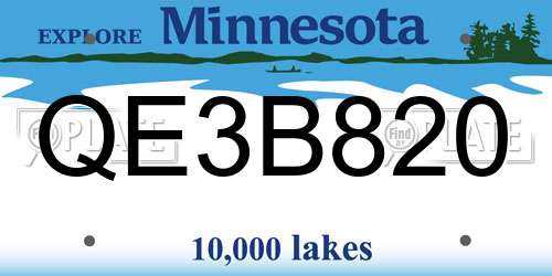 QE3B820 Minnesota License Plate