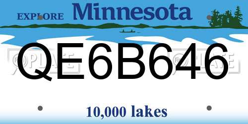QE6B646 Minnesota License Plate