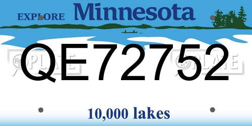 QE72752 Minnesota License Plate