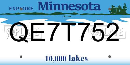 QE7T752 Minnesota License Plate