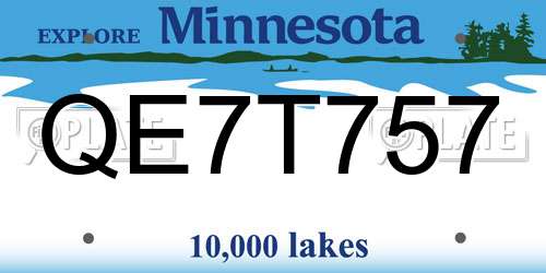 QE7T757 Minnesota License Plate