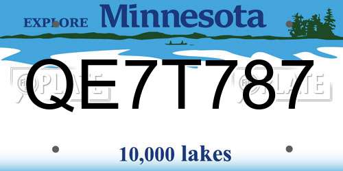 QE7T787 Minnesota License Plate