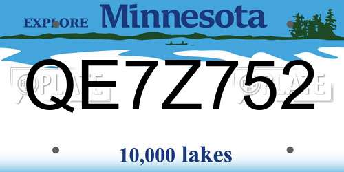 QE7Z752 Minnesota License Plate