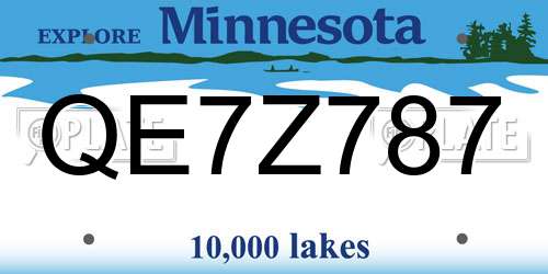 QE7Z787 Minnesota License Plate