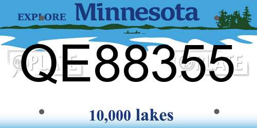 QE88355 Minnesota License Plate