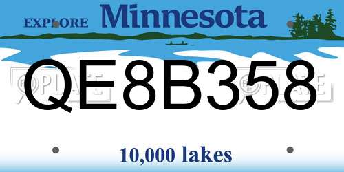 QE8B358 Minnesota License Plate