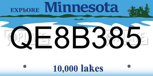QE8B385 Minnesota License Plate