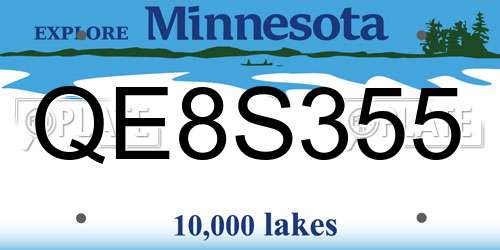 QE8S355 Minnesota License Plate
