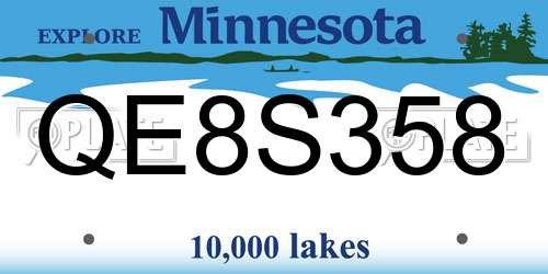 QE8S358 Minnesota License Plate