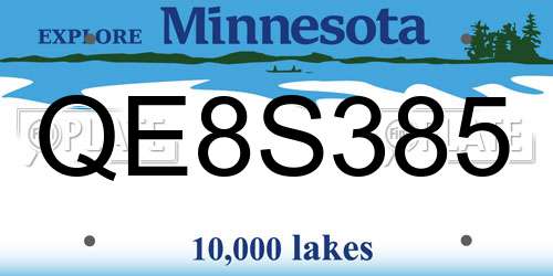 QE8S385 Minnesota License Plate