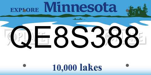 QE8S388 Minnesota License Plate