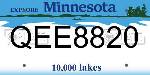 QEE8820 Minnesota License Plate