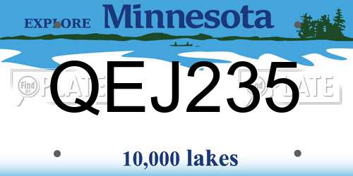 QEJ235 Minnesota License Plate