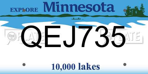 QEJ735 Minnesota License Plate