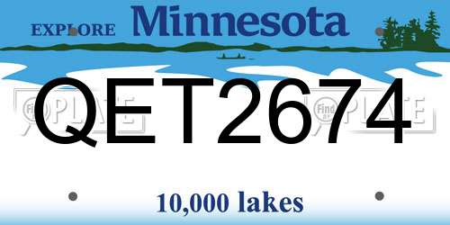 QET2674 Minnesota License Plate