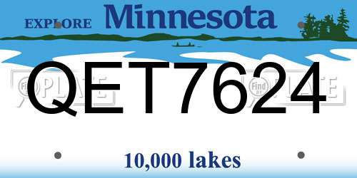 QET7624 Minnesota License Plate