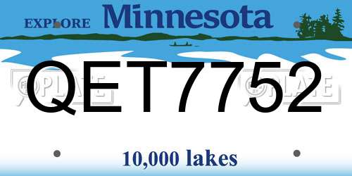 QET7752 Minnesota License Plate
