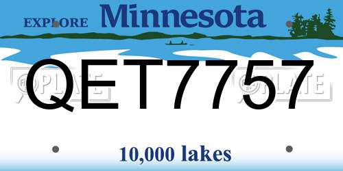 QET7757 Minnesota License Plate