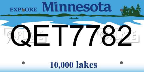 QET7782 Minnesota License Plate