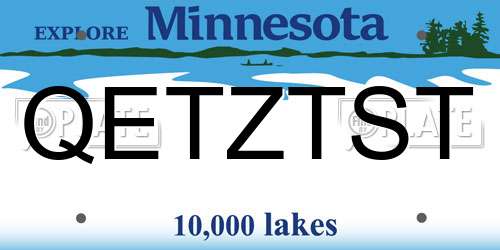 QETZTST Minnesota License Plate
