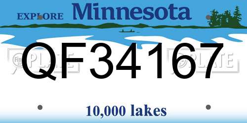 QF34167 Minnesota License Plate