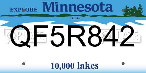 QF5R842 Minnesota License Plate