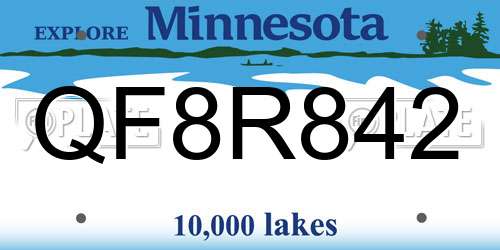 QF8R842 Minnesota License Plate