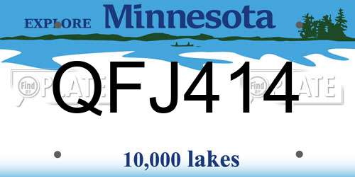 QFJ414 Minnesota License Plate